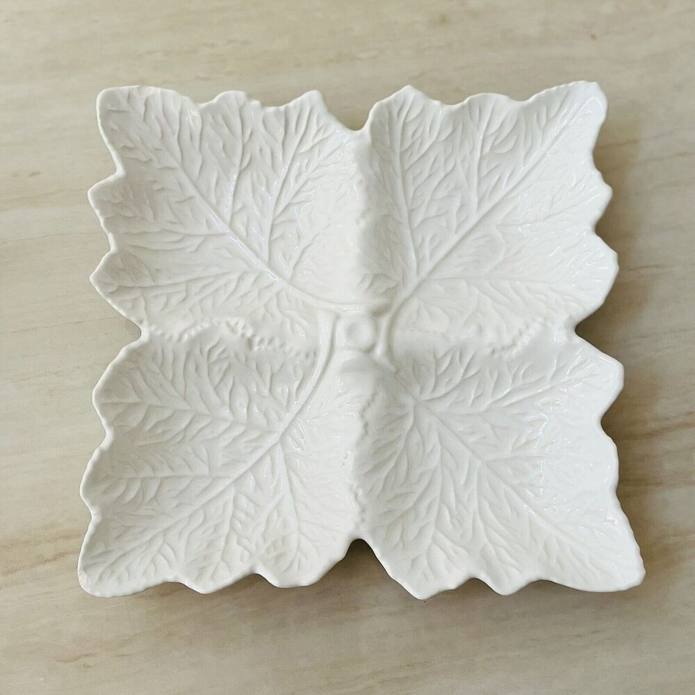 VTG Ceramic Serving Plate Square Leaf Divided 11” Cuernavaca Mexico Junio1990